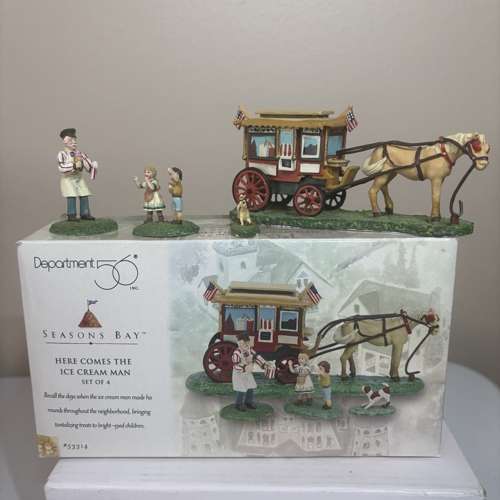 Department 56 Seasons Bay Here Comes The Ice Cream Man #53314 Set of 4